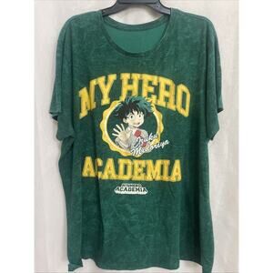 My‎ Hero Academia XL Anime Green Short Sleeve Tee Shirt Mens Womens Green Yellow